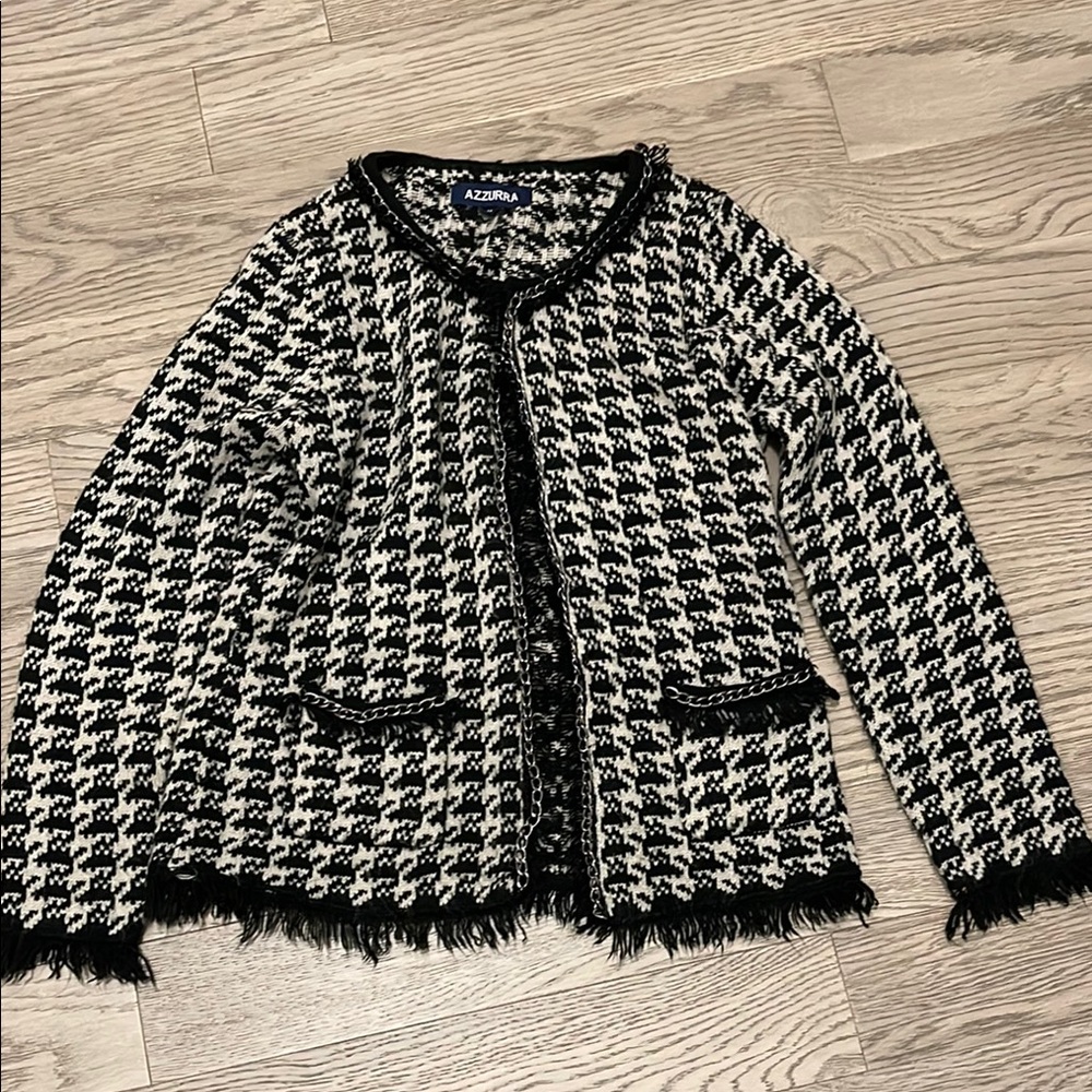 AZZURRA Black and White Houndstooth Sweater